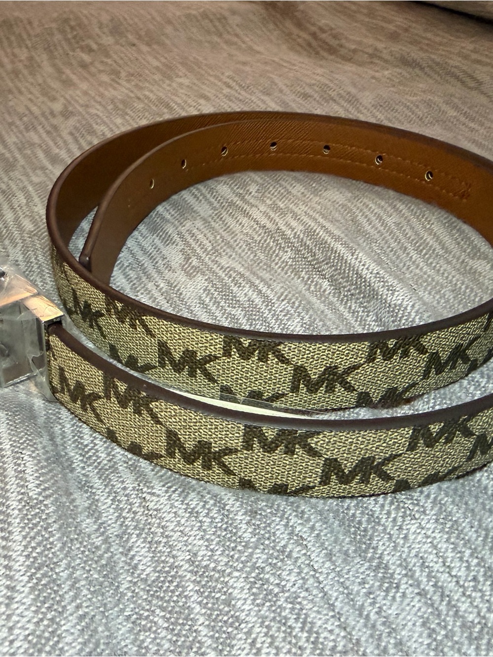 Michael Kors Brown Logo Monogram Reversible Belt